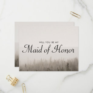Forest Misty Landscape Maid Of Honour Proposal Invitation Postcard