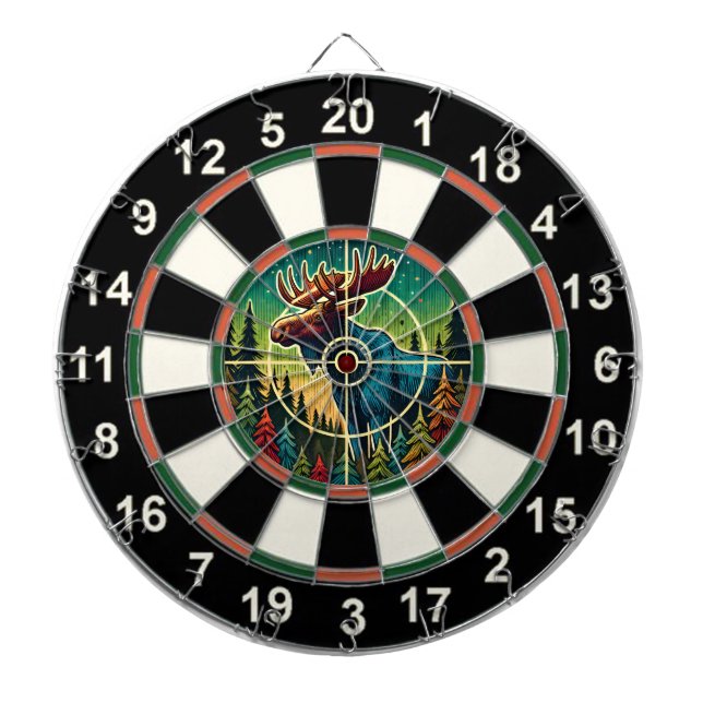 Forest Moose in Crosshairs Art Dartboard (Front)
