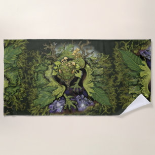 Forest Moss Magic Dragon Beach Towel