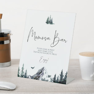 Forest Mountain Baby Shower Moms Bar Pedestal Sign