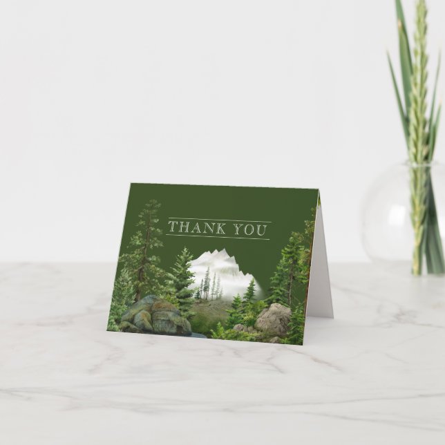 Forest Mountain Landscape | Nature Wedding Thank You Card (Front)