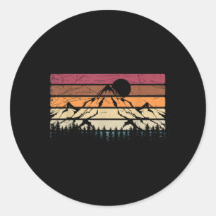 Forest Mountain Outdoors Nature Wildlife Trees Ret Classic Round Sticker