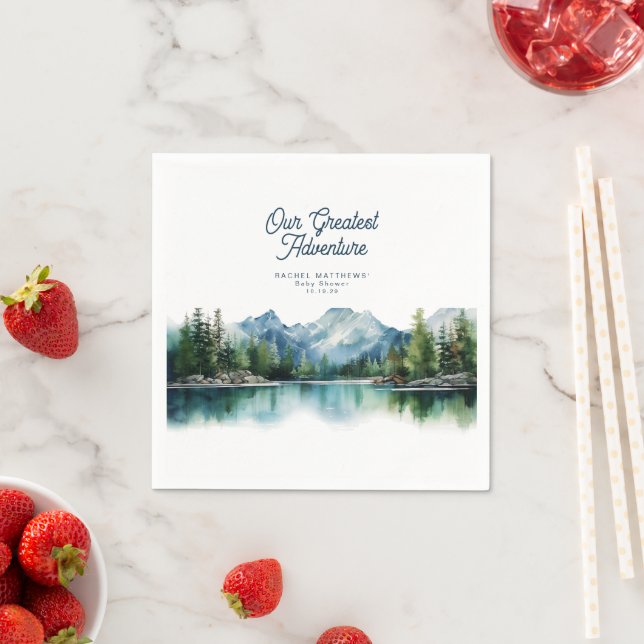 Forest Mountain Rustic Adventure Baby Shower  Napkin (Insitu)