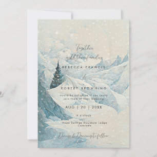 forest mountain rustic modern wedding invitation