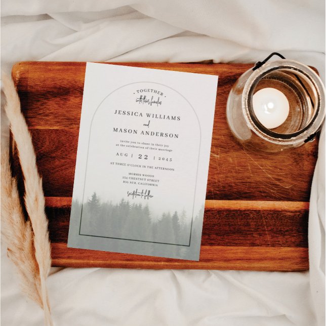 Forest Mountain Wedding Invitation Misty Woodland (Creator Uploaded)