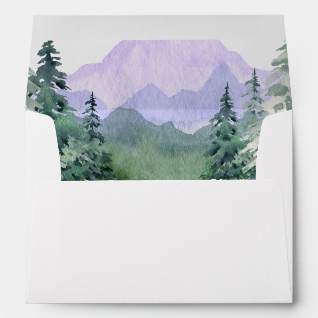 Forest Mountains Rustic Wedding Envelope (Back (Bottom))