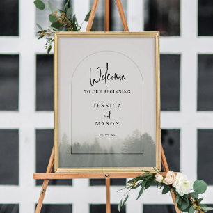 Forest Mountains Woods Pine Wedding Welcome Sign
