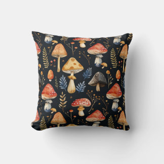 Forest Mushroom and Fern Cushion
