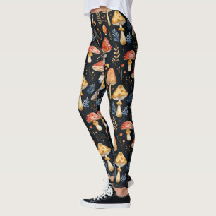 Forest Mushroom and Fern Leggings