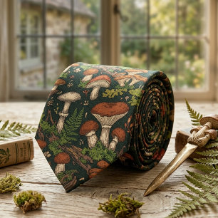 Forest Mushroom & Fern Tie