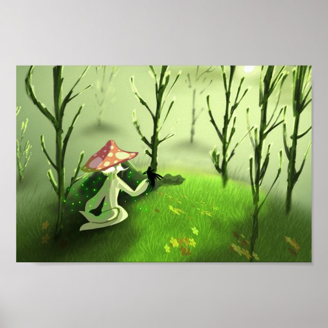 Forest Mushroom Spirit – Peaceful Fantasy Creature Poster (Front)