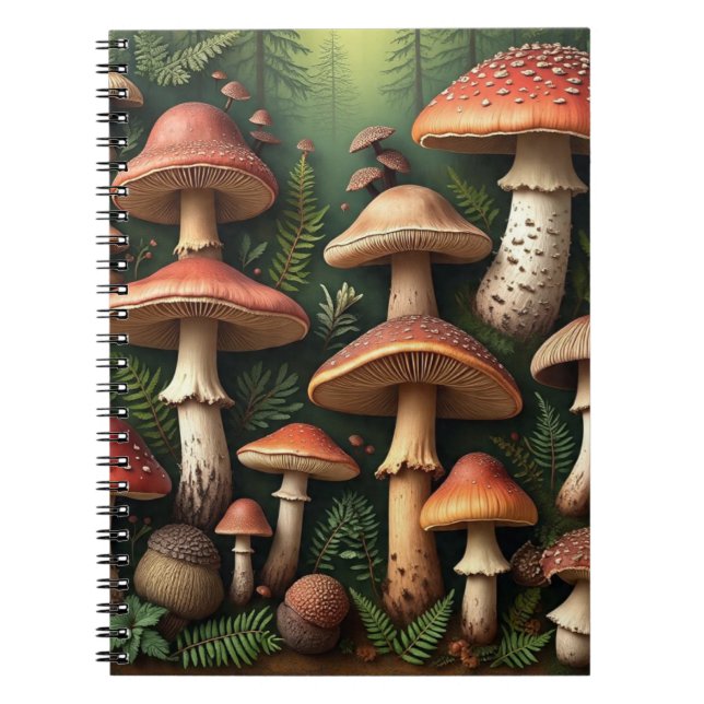 Forest Mushroom Woodland Ferns Nature Notebook  (Front)