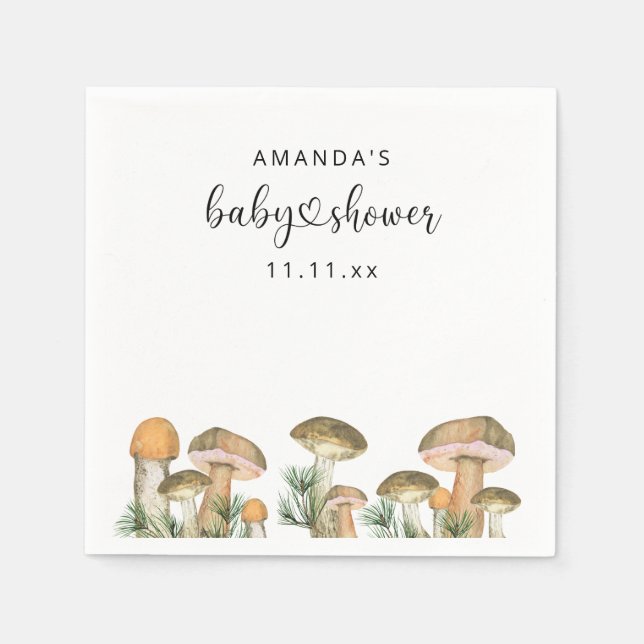 Forest mushrooms baby shower  napkin (Front)