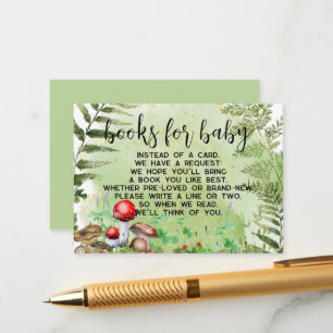 Forest Mushrooms Greenery Books for Baby Shower Enclosure Card
