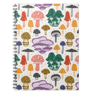 Forest Mushrooms Ink Vintage Texture Notebook