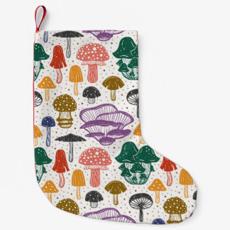 Forest Mushrooms Ink Vintage Texture Small Christmas Stocking