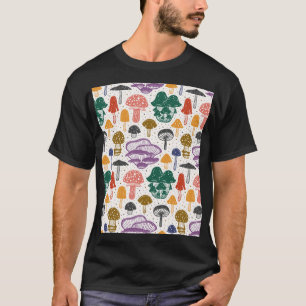 Forest Mushrooms Ink Vintage Texture T-Shirt