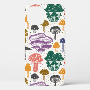 Forest mushrooms. Seamless pattern, texture, backg iPhone 12 Case