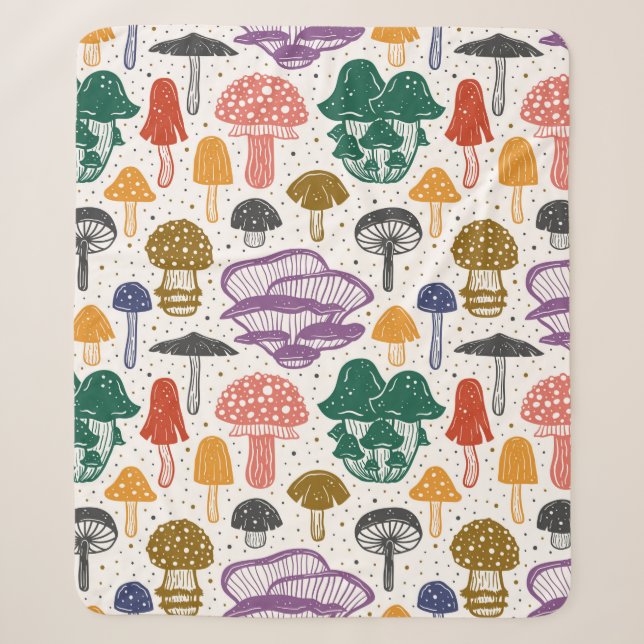 Forest mushrooms. Seamless pattern, texture, backg Sherpa Blanket (Front)