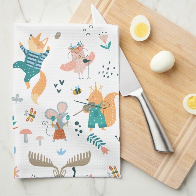 Forest Music Band  Tea Towel (Quarter Fold)