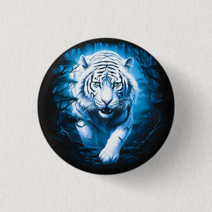 Forest Mystic Wild White Tiger 3 Cm Round Badge
