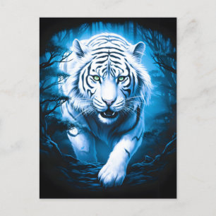 Forest Mystic Wild White Tiger  Holiday Postcard