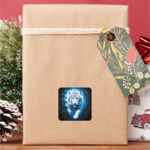 Forest Mystic Wild White Tiger  Square Sticker