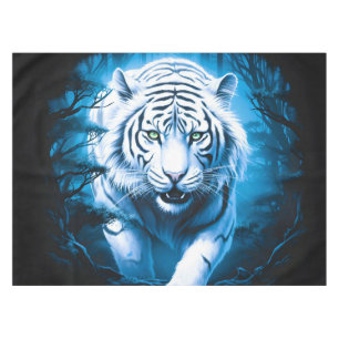Forest Mystic Wild White Tiger Tablecloth