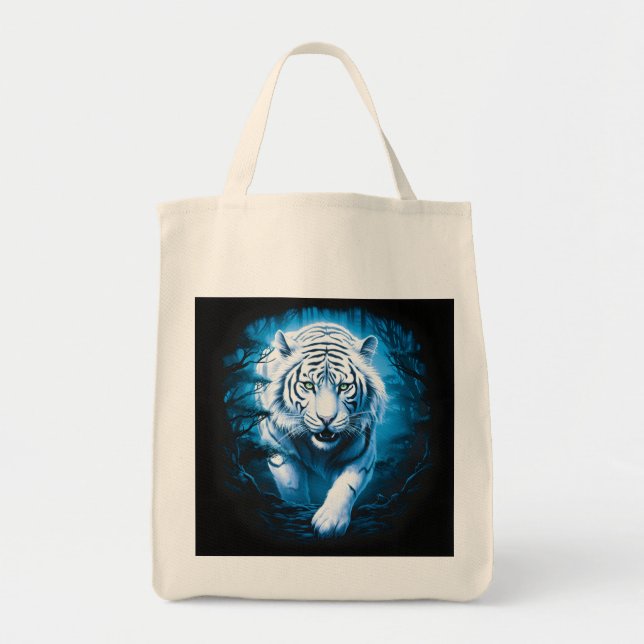 Forest Mystic Wild White Tiger  Tote Bag (Front)