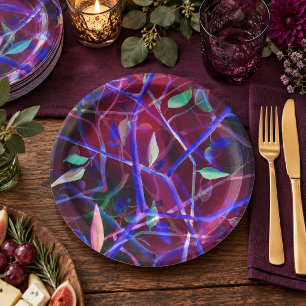 Forest Mystical Garden Purple Blue Party Paper Plate