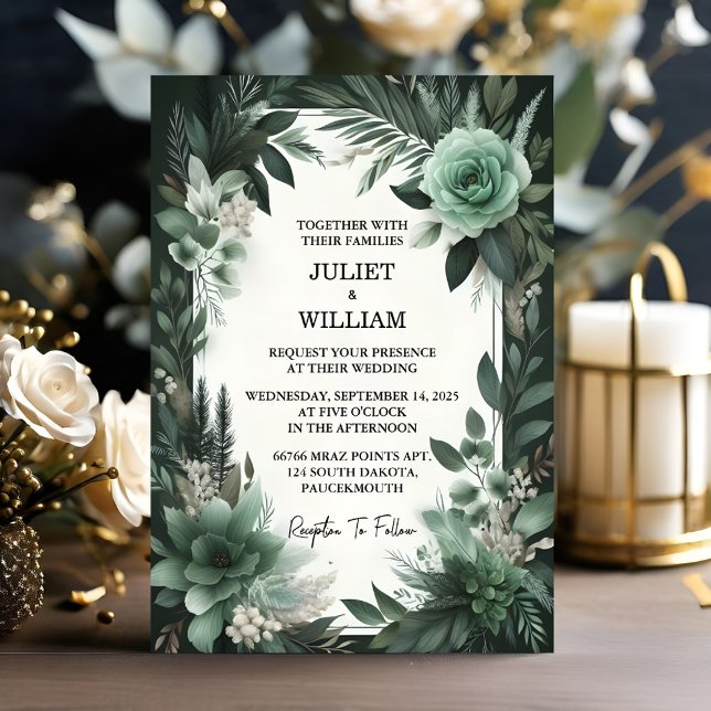 Forest Nature Garden Plant Dark Green Wedding Invitation (Creator Uploaded)