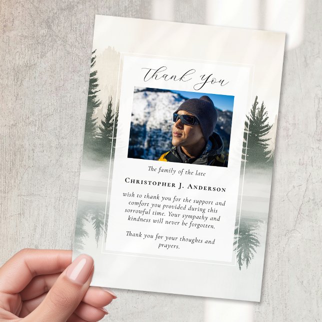Forest Nature Photo Sympathy Funeral Memorial Thank You Card (Creator Uploaded)