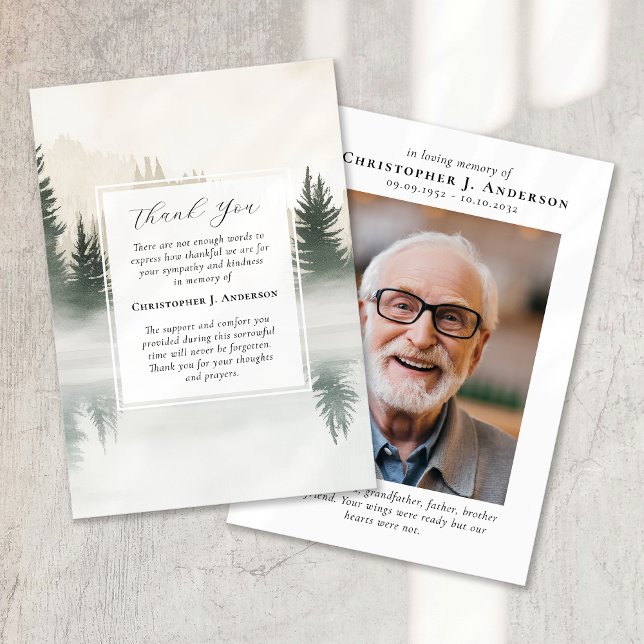 Forest Nature Photo Sympathy Funeral Memorial Thank You Card (Creator Uploaded)