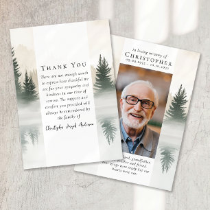 Forest Nature Photo Sympathy Funeral Memorial Thank You Card
