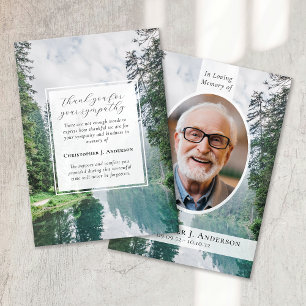 Forest Nature Photo Sympathy Funeral Memorial Thank You Card
