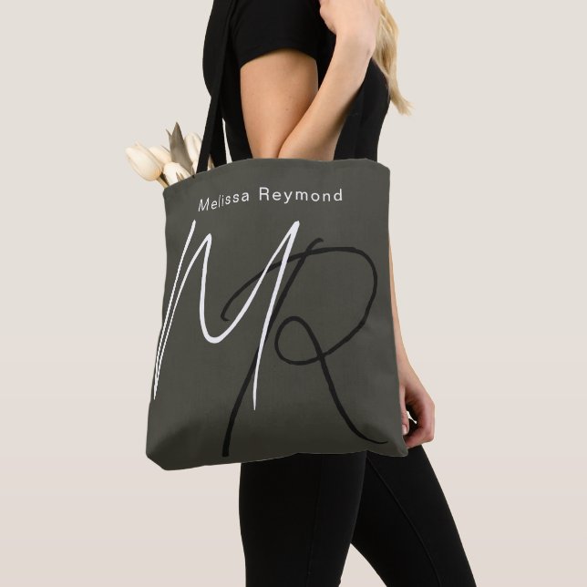 Forest-night Elegant Tote Bag with Monogram (Close Up)