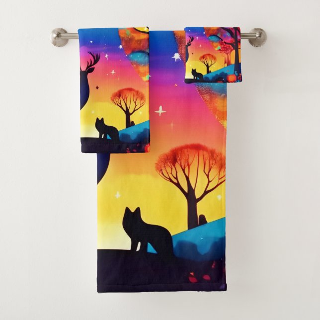 Forest Night Glow Bath Towel Set (Insitu)