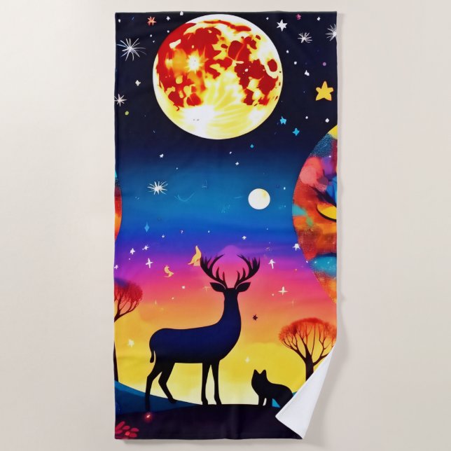 Forest Night Glow Beach Towel (Front)