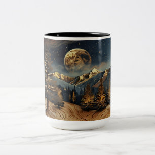 Forest Night Sky Mug Full Moon & Towering Trees