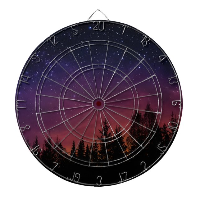 Forest Night Sky Nature with Starry Woodland Scene Dartboard (Front)