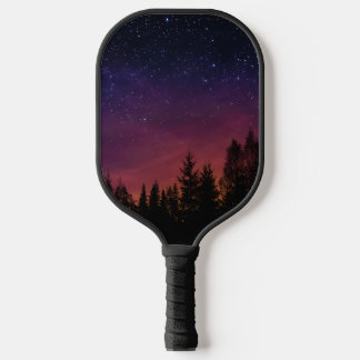 Forest Night Sky Nature with Starry Woodland Scene Pickleball Paddle