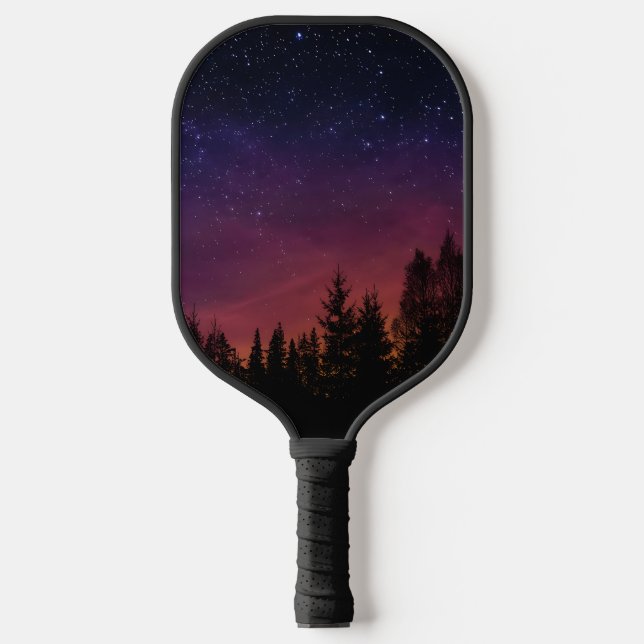 Forest Night Sky Nature with Starry Woodland Scene Pickleball Paddle (Front)