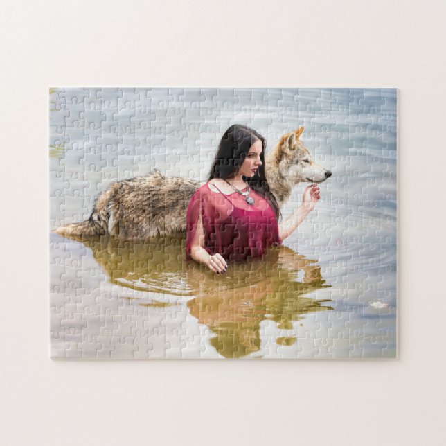 Forest Nymph with Her Wolf Jigsaw Puzzle (Horizontal)