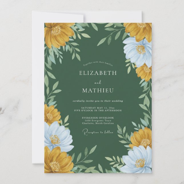 Forest Ochre Wildflower Wedding Invitation (Front)