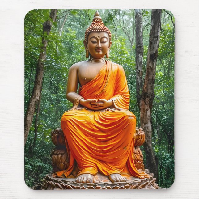 Forest of Calm: The Buddha's Sanctuary Mouse Pad (Front)