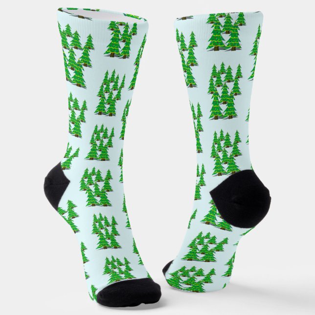  Forest of Decorated Trees Christmas Socks (Angled)