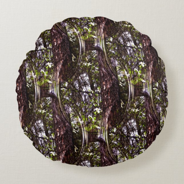 Forest of Dogwoods.... Round Cushion (Front)
