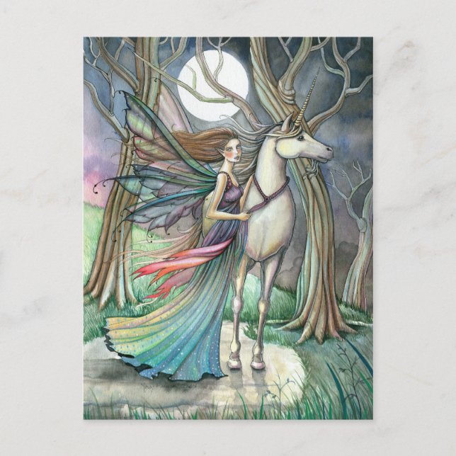 Forest of Dreams Fairy and Unicorn Postcard (Front)
