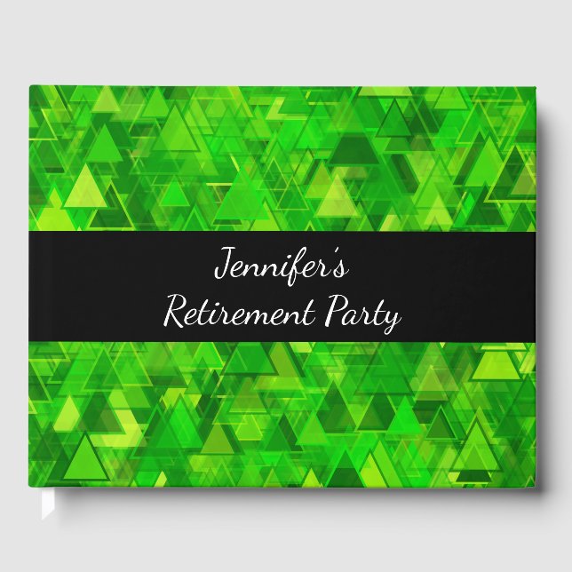 "Forest" of Green Triangle Shapes Pattern + Event Guest Book (Front)