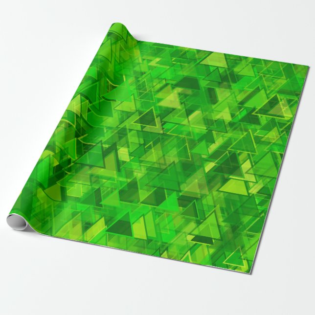 "Forest" of Green Triangle Shapes Pattern Wrapping Paper (Unrolled)